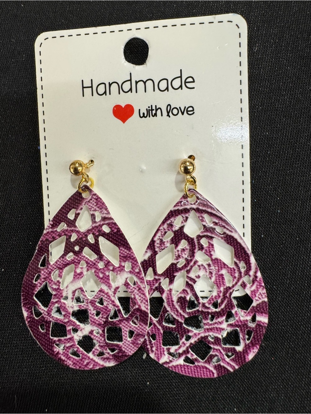 Handcrafted Faux Leather Cutout Earrings